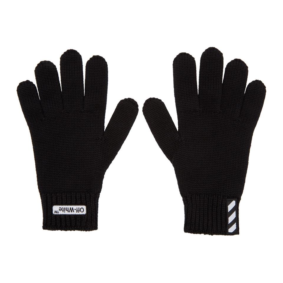 Off-White c/o Virgil Abloh Black Wool Logo Gloves for Men - Lyst