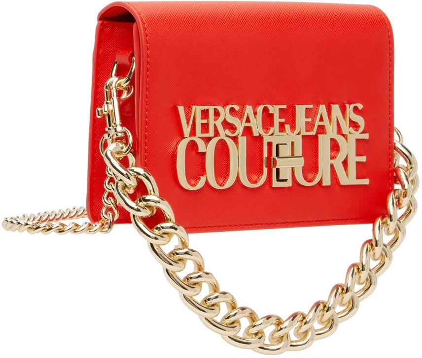 Versace Jeans Couture Orange Heart Lock Crossbody Bag