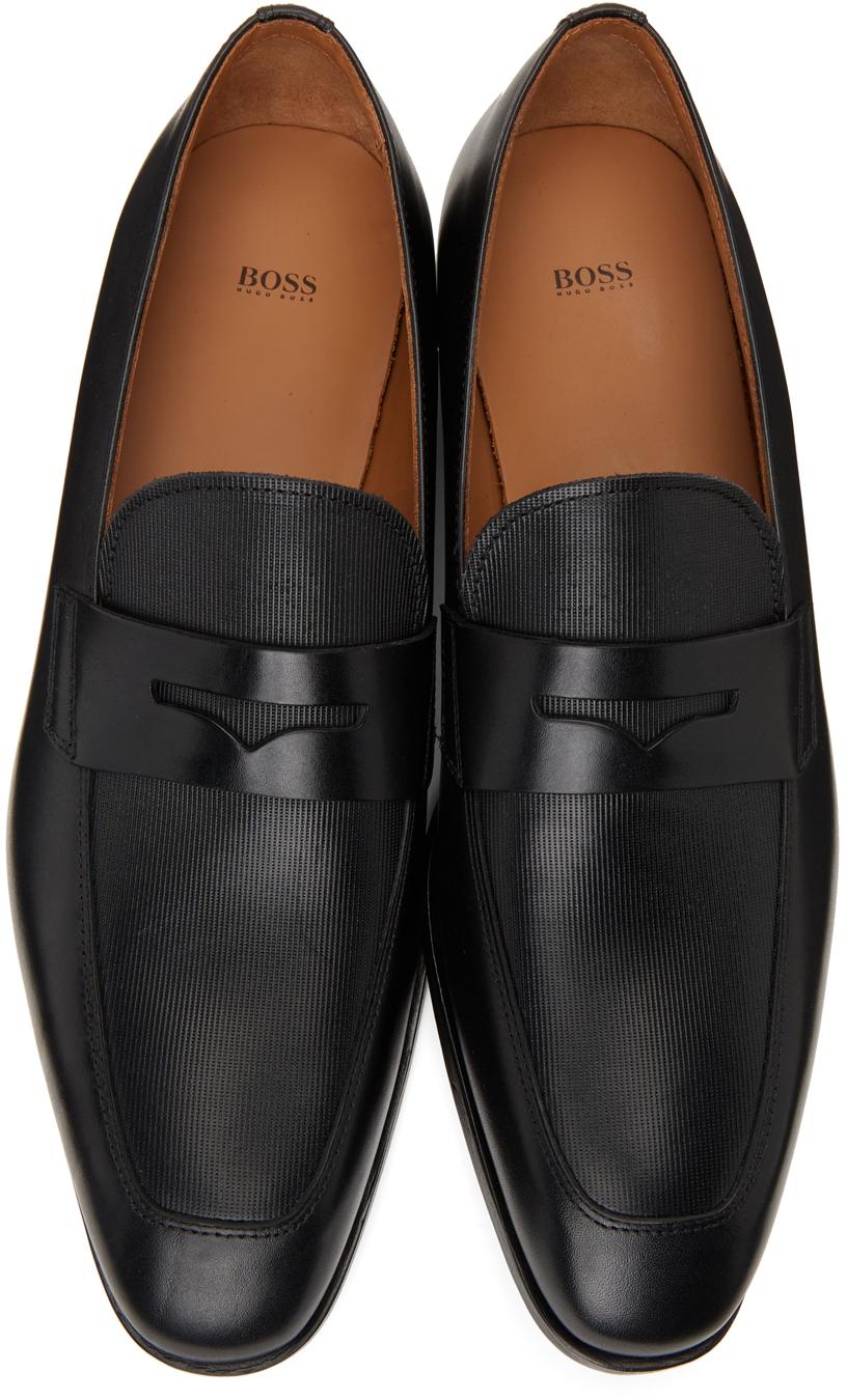 BOSS by HUGO BOSS Leather Black Lisbon Loafers for Men | Lyst
