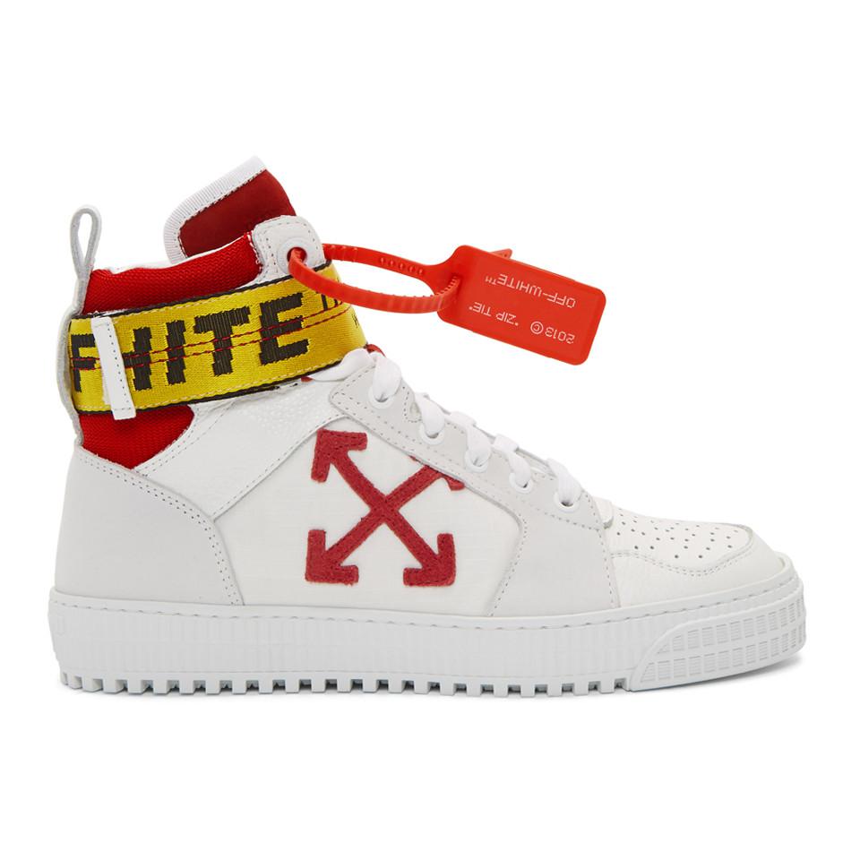 Off-White c/o Virgil Abloh Leather White And Red Industrial High-top ...