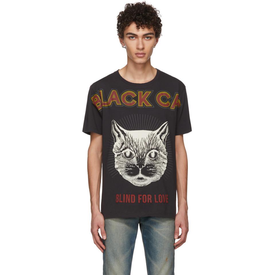 Roos stap in Terzijde Gucci Black Cat T-shirt for Men | Lyst