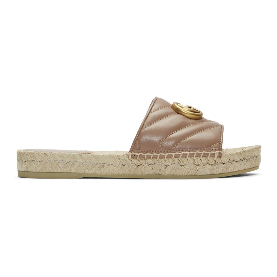 sikkert Kano narre Gucci Leather Pink Charlotte Espadrille Sandals - Lyst