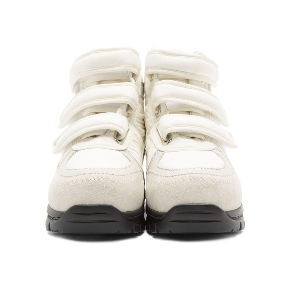 MM6 by Maison Martin Margiela White Velcro High Top Sneakers | Lyst