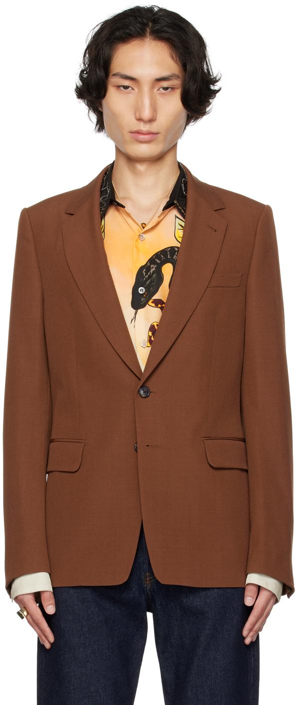 Dries Van Noten メンズ ブラック ブラウン 2つボタン Dries Van Noten メンズ ブラック ブラウン 2つボタン