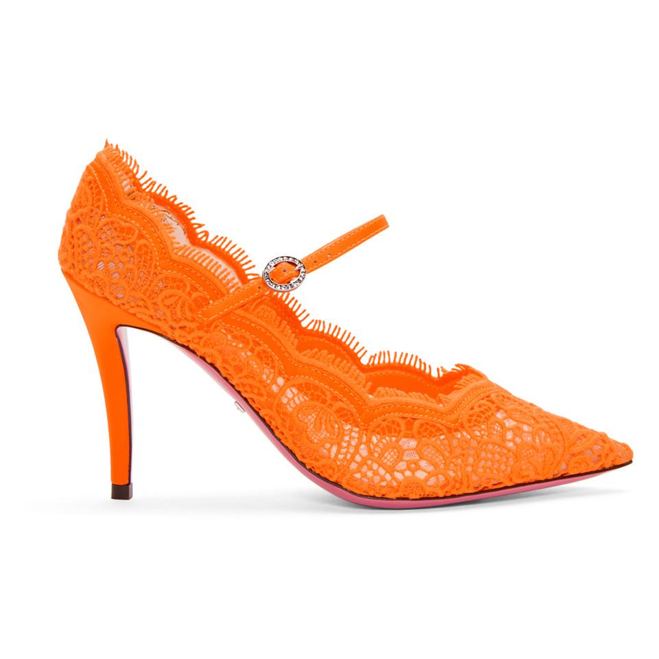 orange mary jane heels