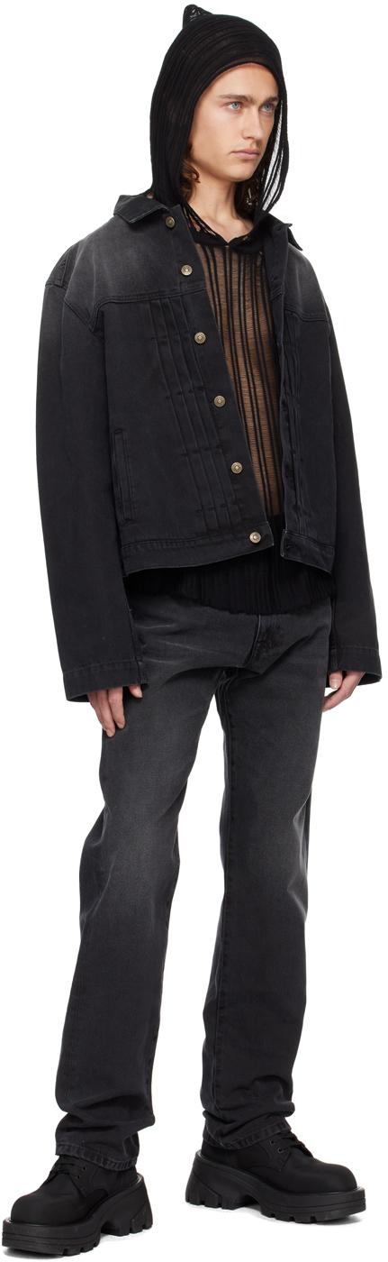 424 Pleated Denim Jacket in Black for Men Lyst