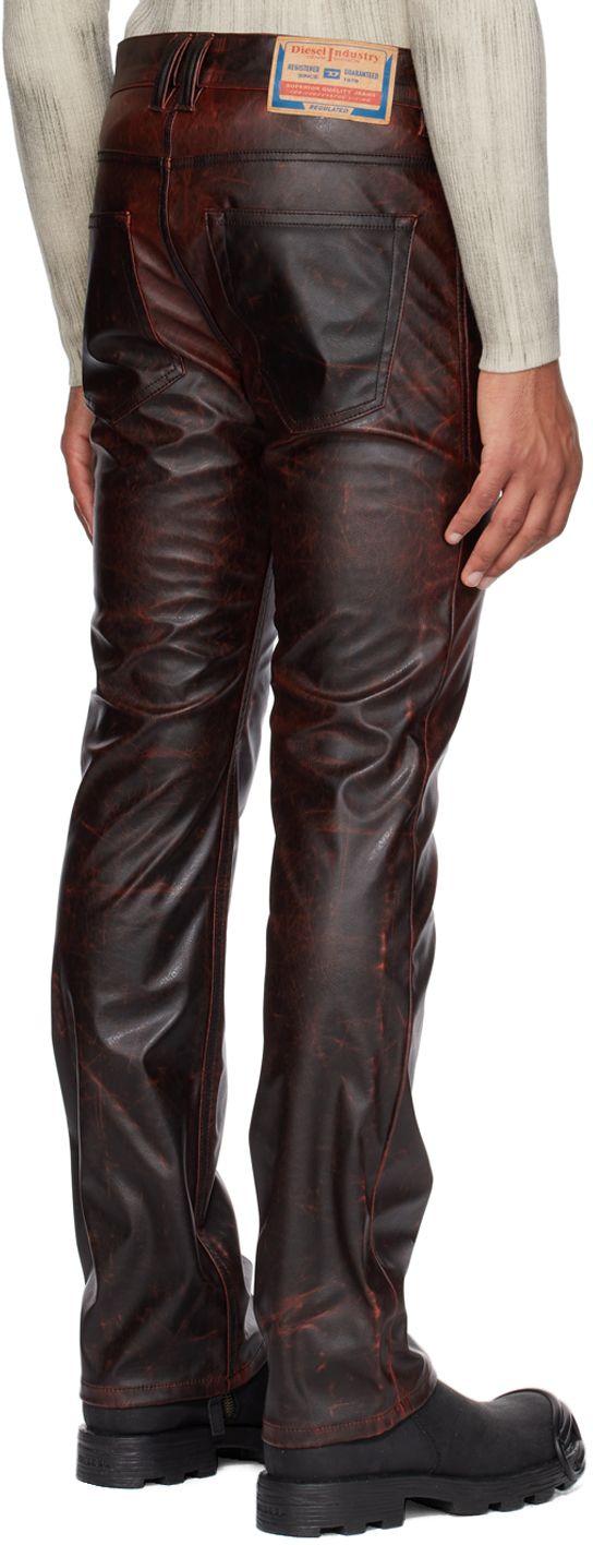 DIESEL Burgundy P-revol Faux-leather Trousers in Black for Men | Lyst