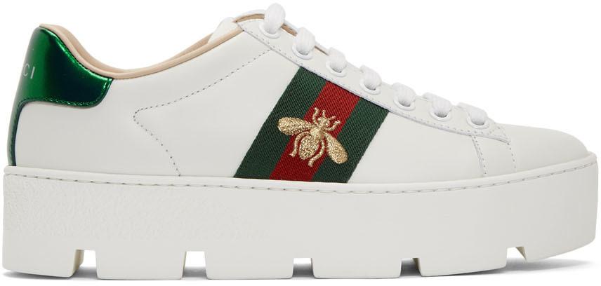 Gucci Ace Embroidered Leather Sneaker White | Lyst
