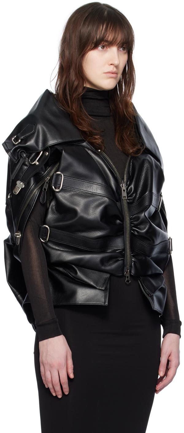 Junya Watanabe レディース ブラック ギャザー フェイクレザー