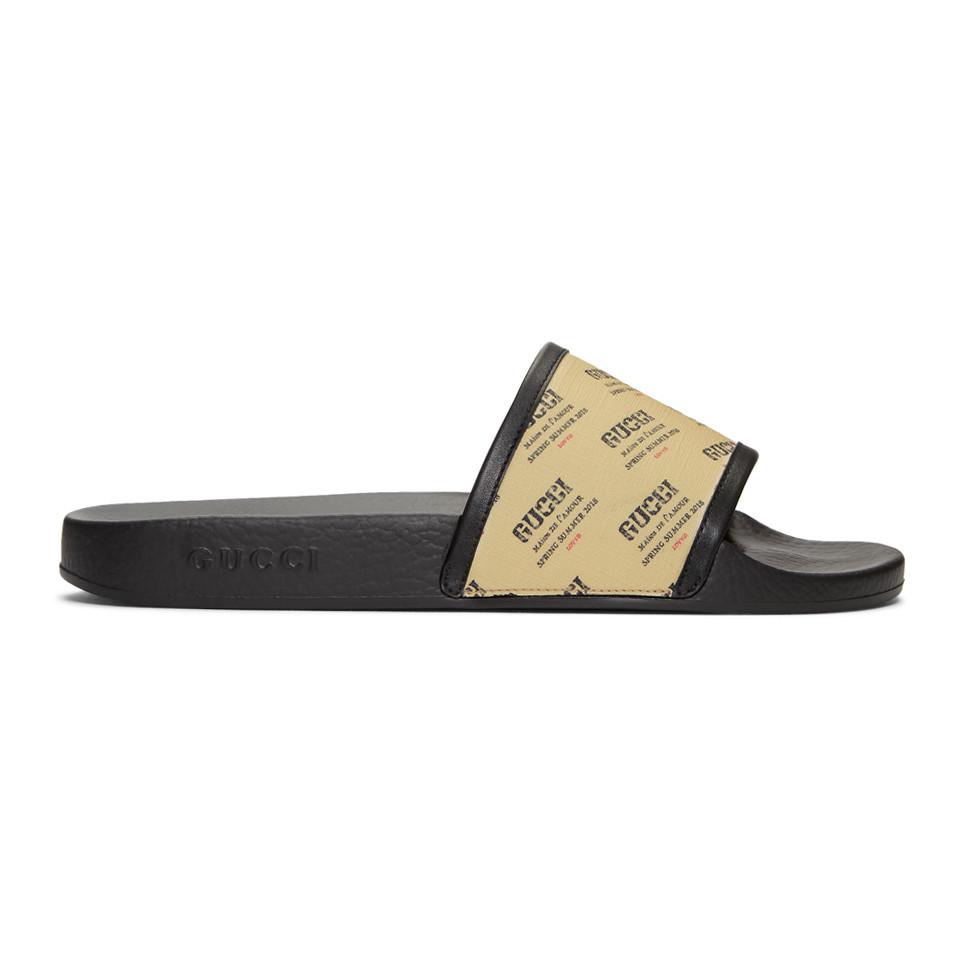 Gucci Off,white All Over Logo Stamp Pursuit Slides for Men