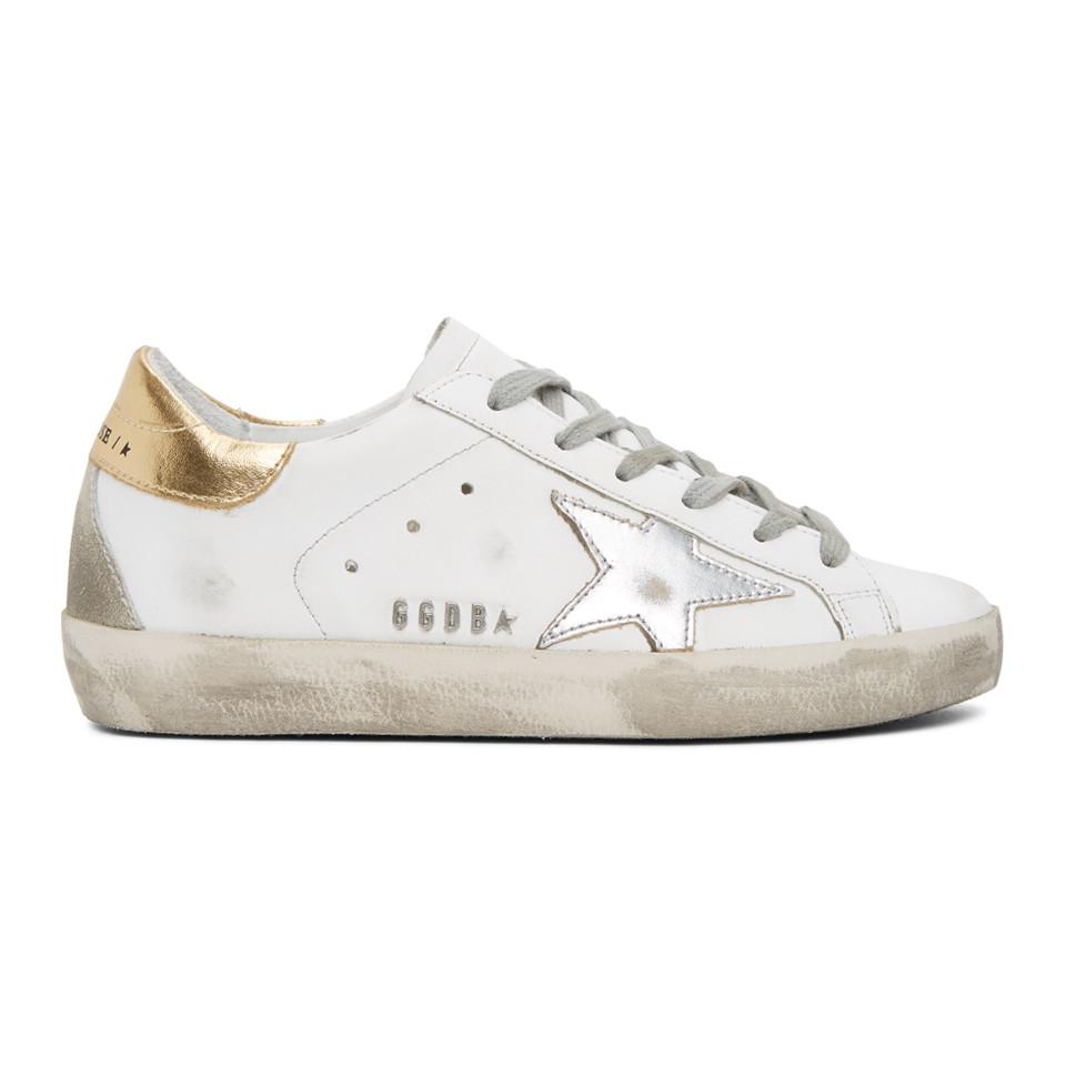 Golden Goose Silver And Gold Superstar Sneakers in Metallic | Lyst