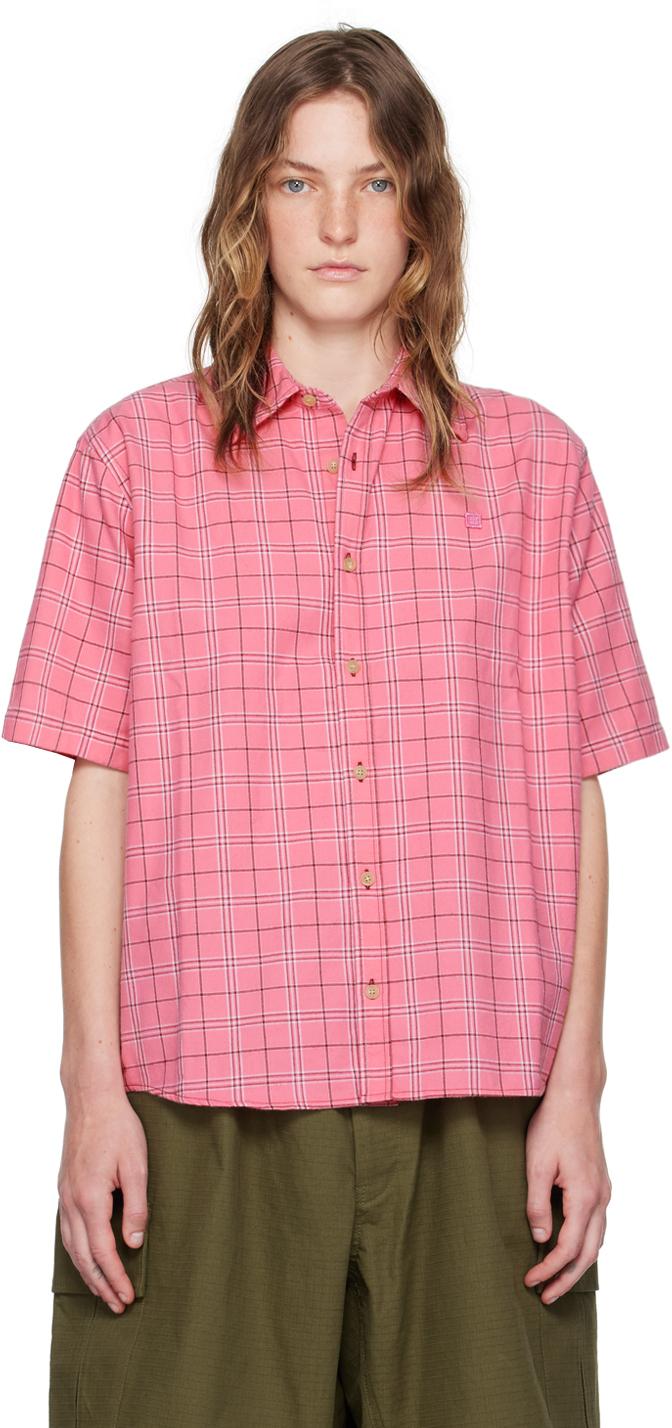 Acne Studios レディース ピンク ロゴパッチ シャツ トップス