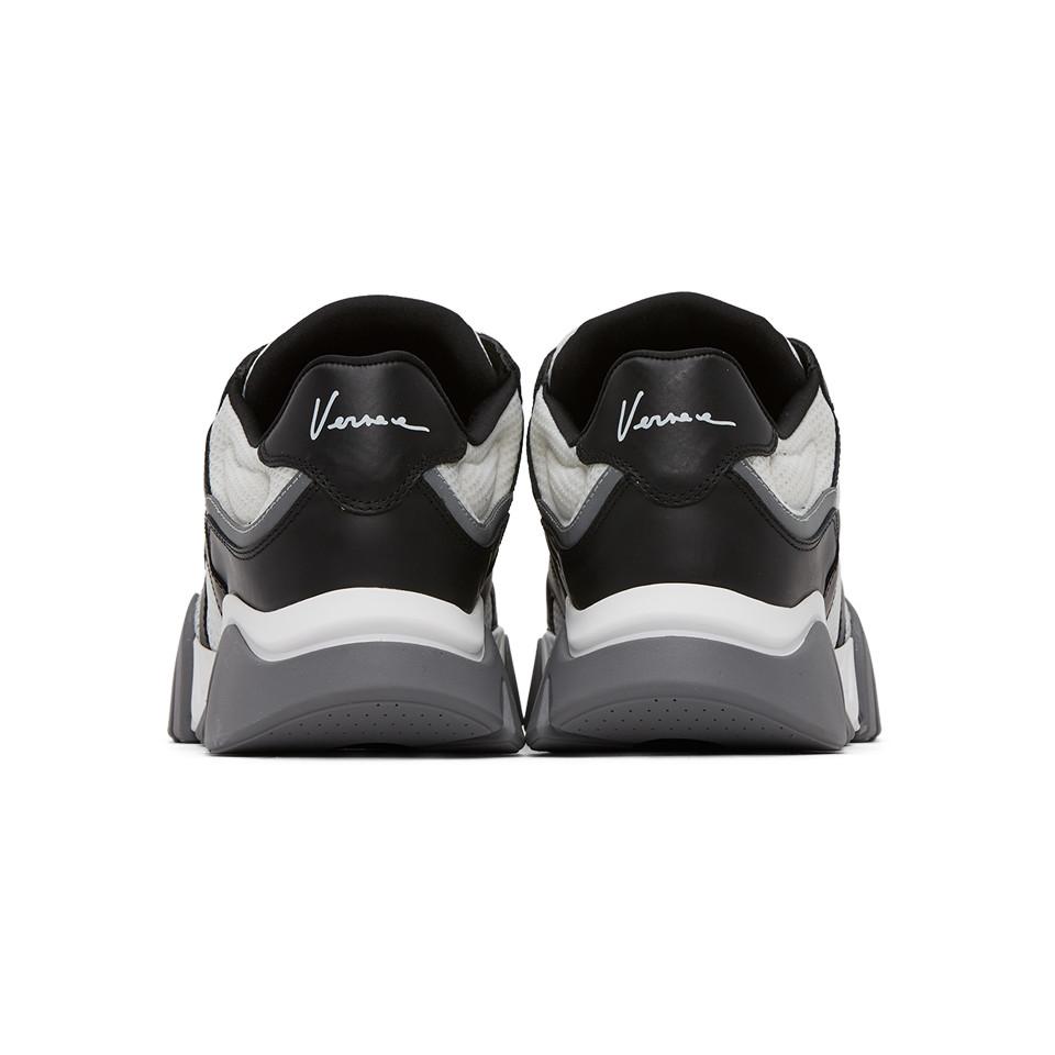 Versace Black & White Squalo Runners for Men | Lyst