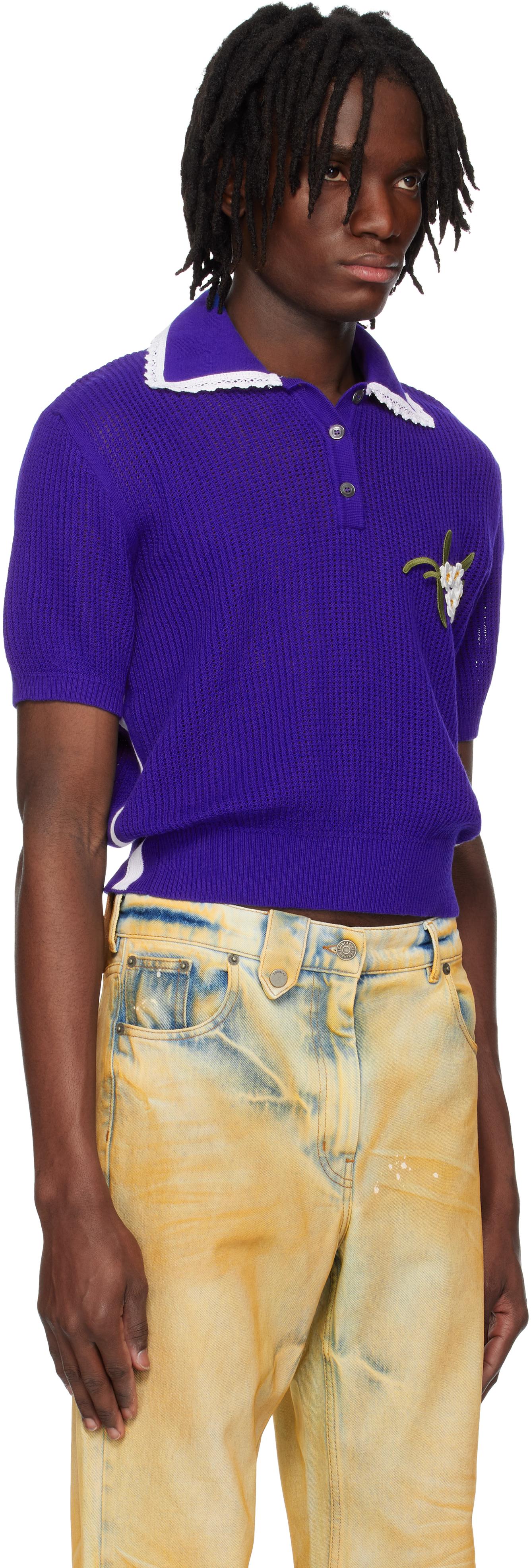 EGONLAB KN002B KNIT POLO-SHIRT NAVY BLUE 【公式通販】