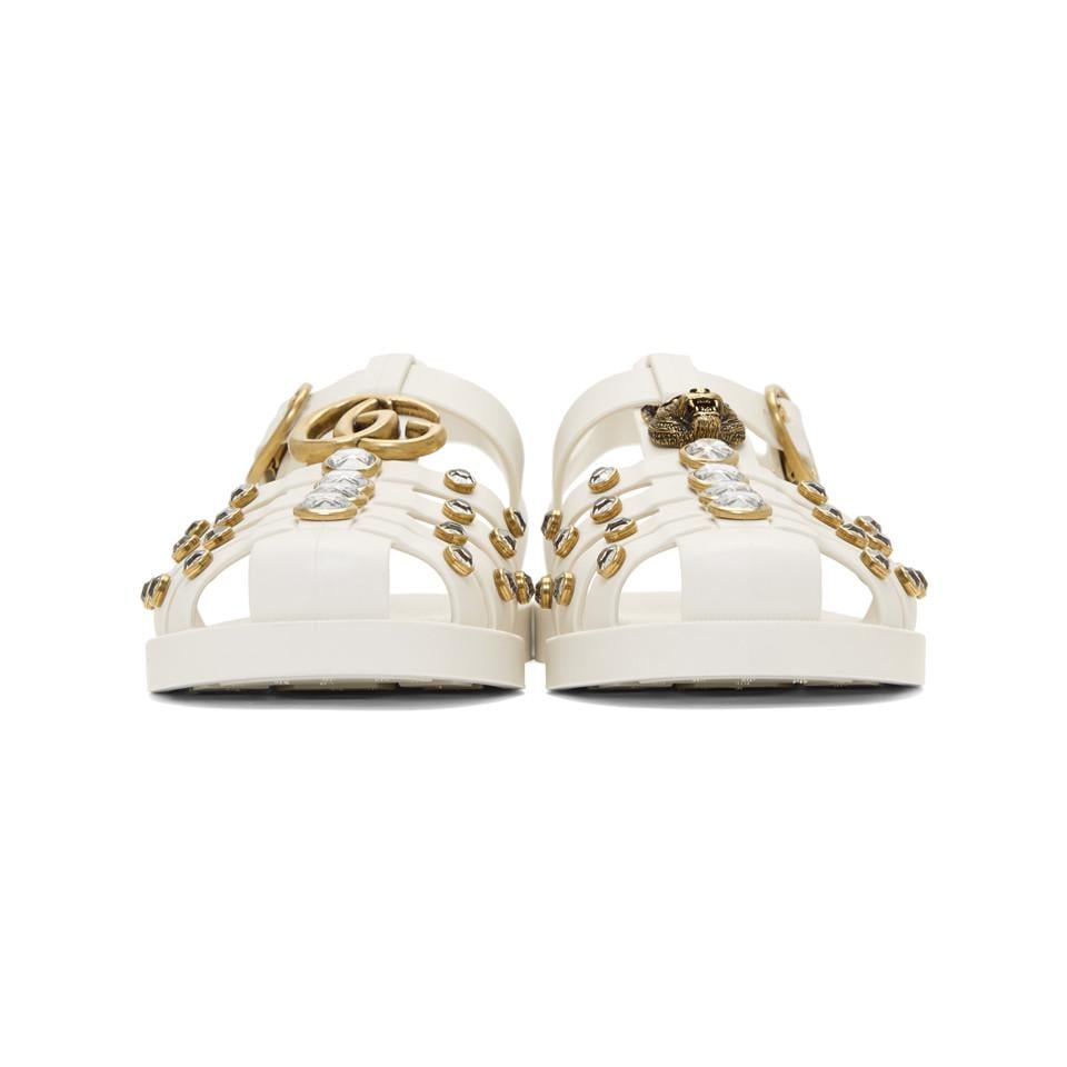 Gucci rubber sandal with best sale crystals