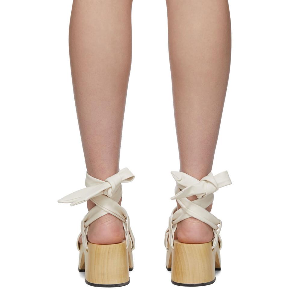 Jil Sander Leather White Strap Wedge Sandals - Lyst