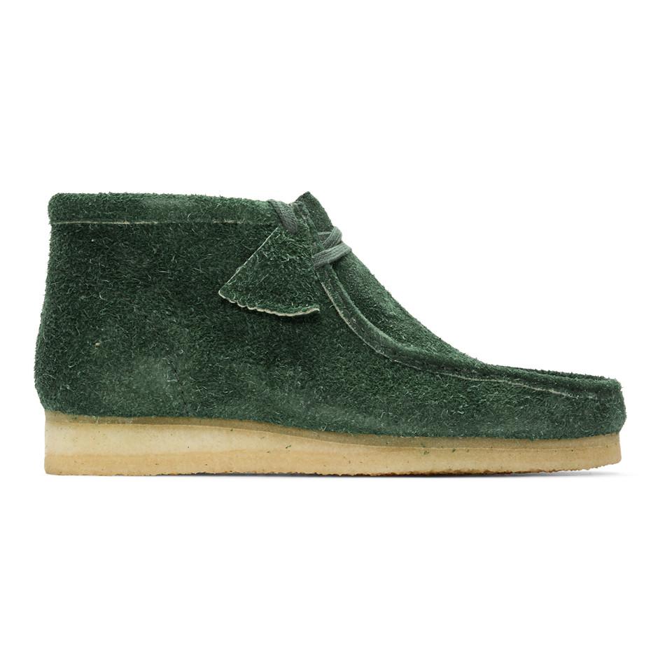 Clarks Green Hairy Suede Wallabee Boots for Men Lyst