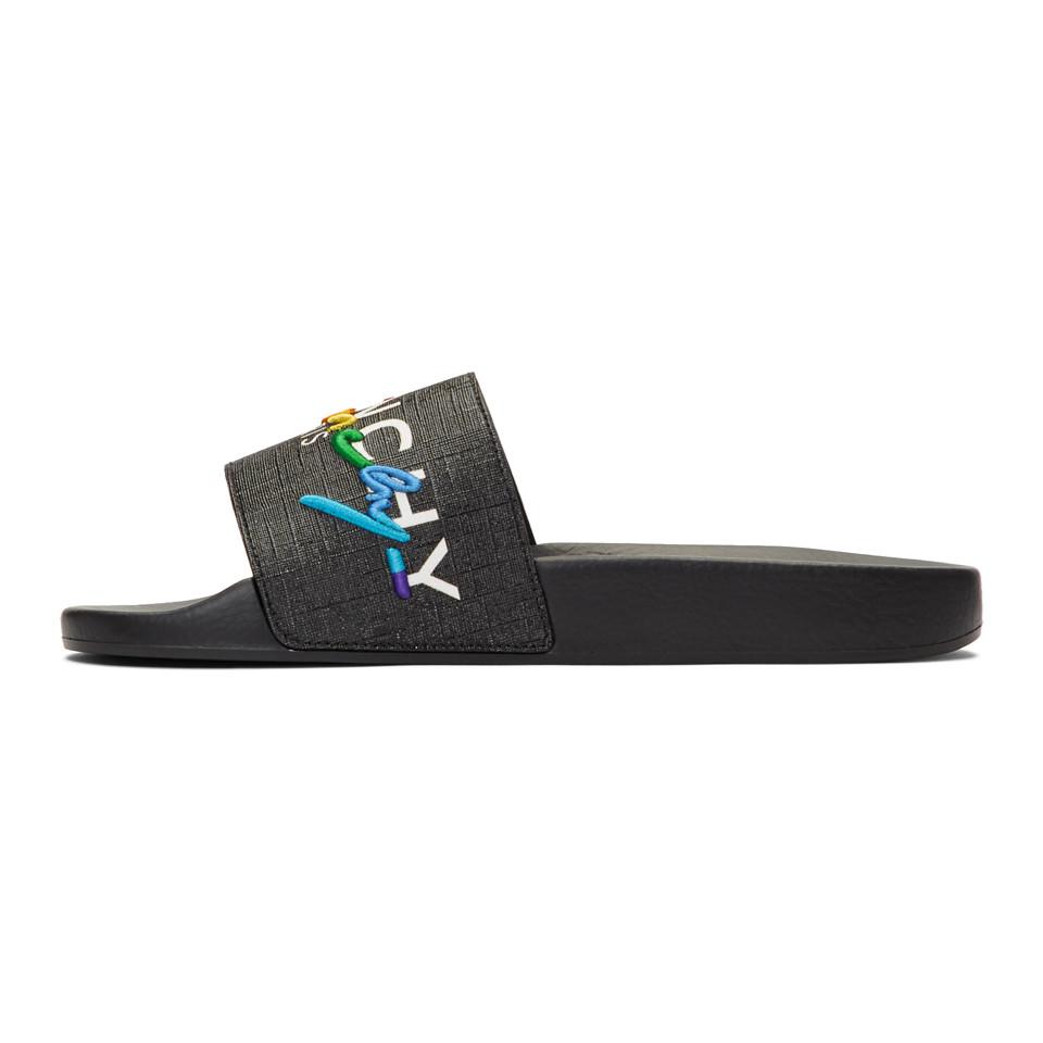 givenchy multicolor logo strap slides