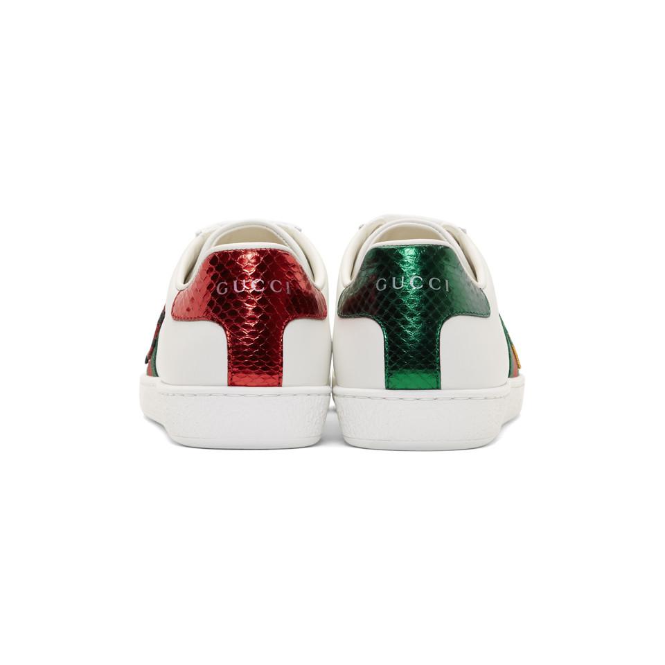Gucci Leather Pineapple & Ladybug Ace Sneakers in White | Lyst