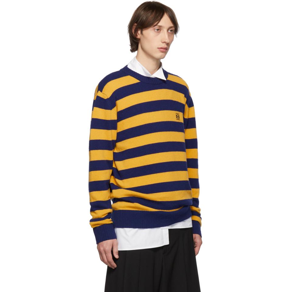 Loewe - Open-Knit Striped Cotton and Wool-Blend Sweater - Blue Loewe