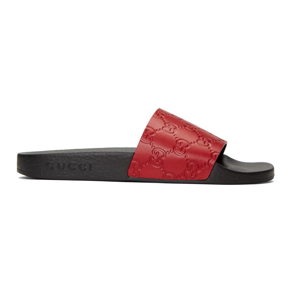 Gucci Leather Red Pursuit Trek Sandals - Lyst