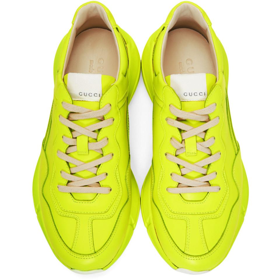 Gucci Rhyton Fluorescent Leather Sneaker in Yellow for Men - Lyst
