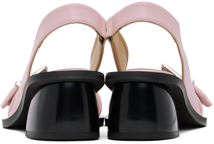 Ganni Pink Feminine Buckle Slingback Heels | Lyst