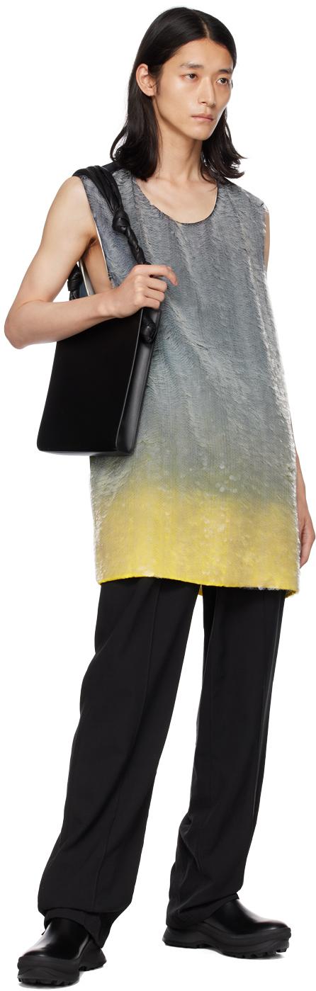 Jil Sander メンズ ブラック グレー グラデーション タンクトップ Tシャツ