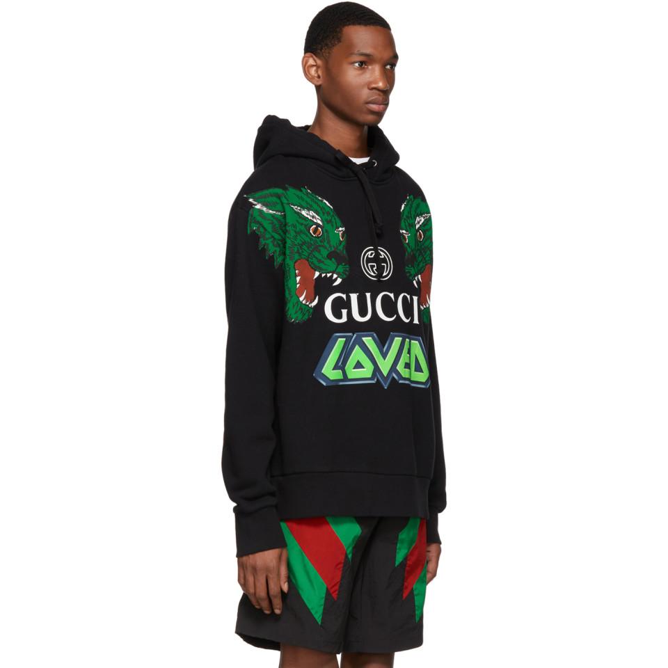 Gucci Loved Hooded Sweatshirt in Black for Men | Lyst