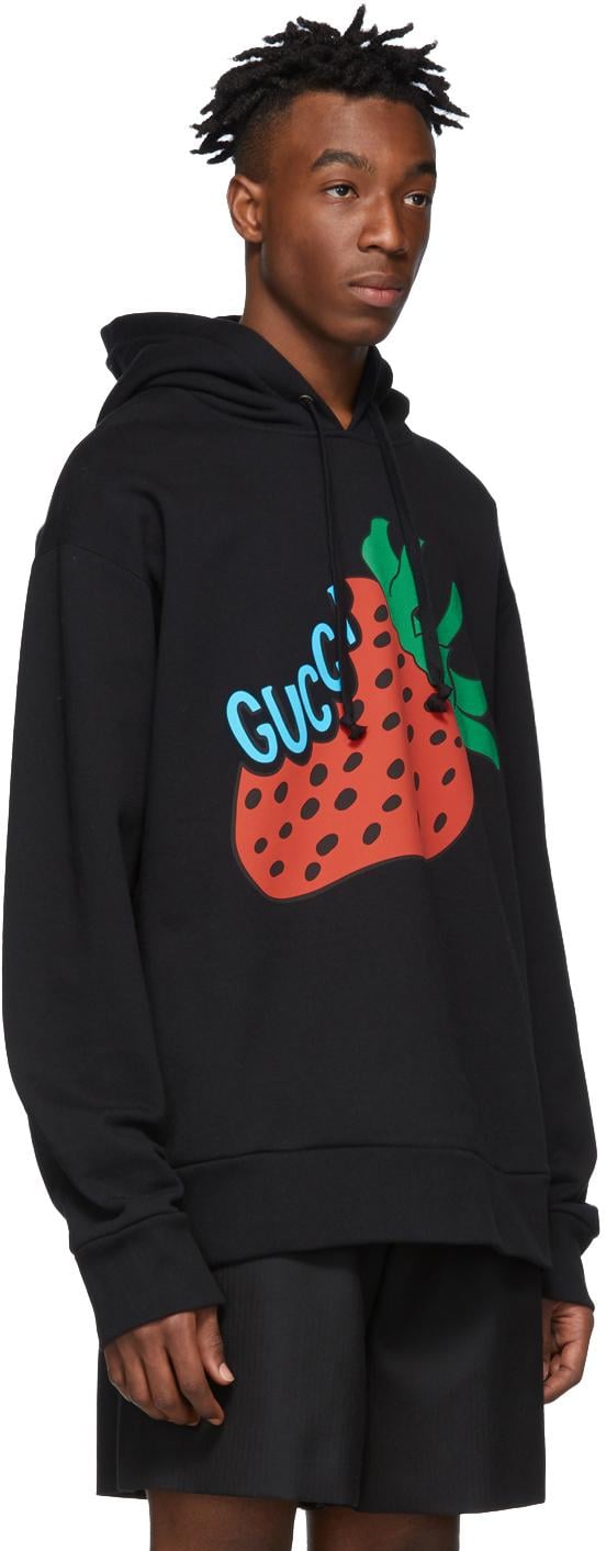 Gucci Strawberry Hoodie in Black for Men | Lyst
