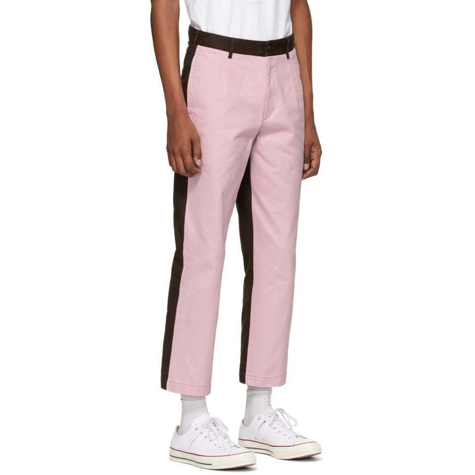 Noah Pink And Brown Single-pleat Chino Trousers for Men - Lyst