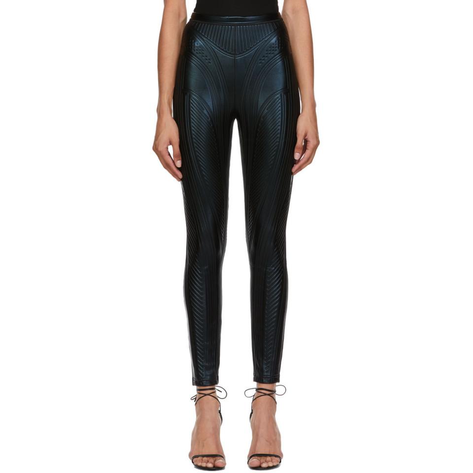 Mugler Black Embossed Leggings Lyst