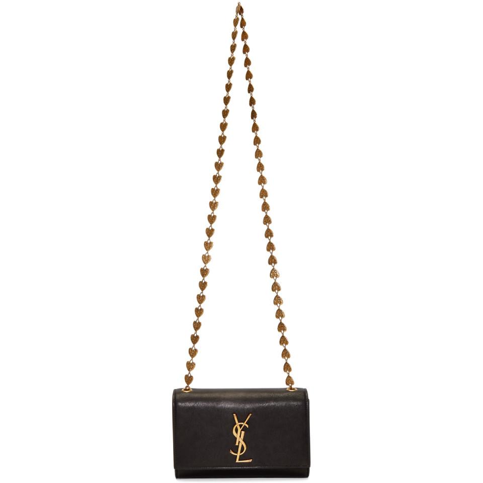 Saint Laurent Black Small Kate Heart Chain Bag | Lyst