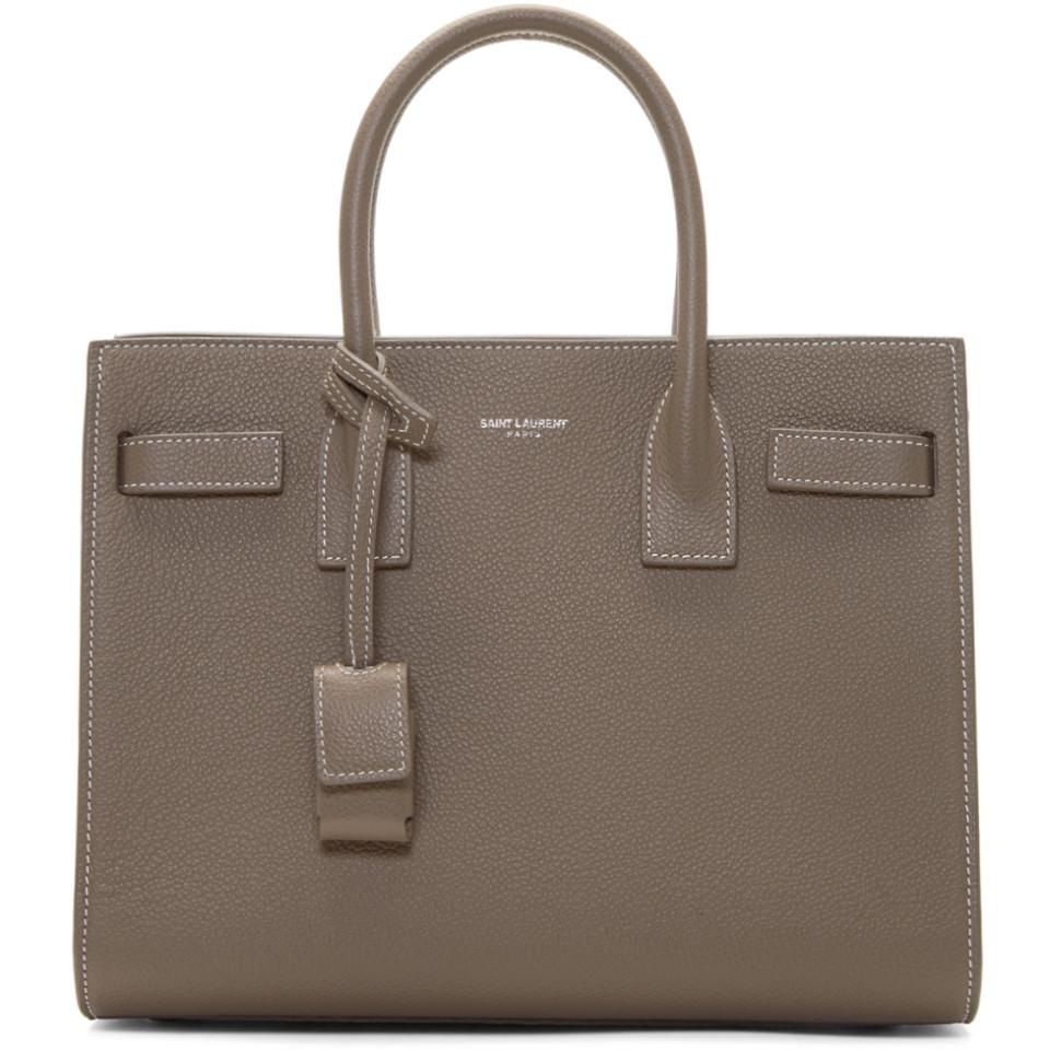 Saint Laurent Taupe Baby Sac De Jour Tote Bag in Brown | Lyst