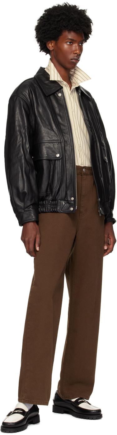 メンズ DUNST ブラック オーバーサイズ ヴィンテージ レザー