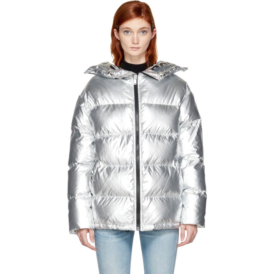 Download SJYP Silver Down Metallic Puffer Jacket - Lyst