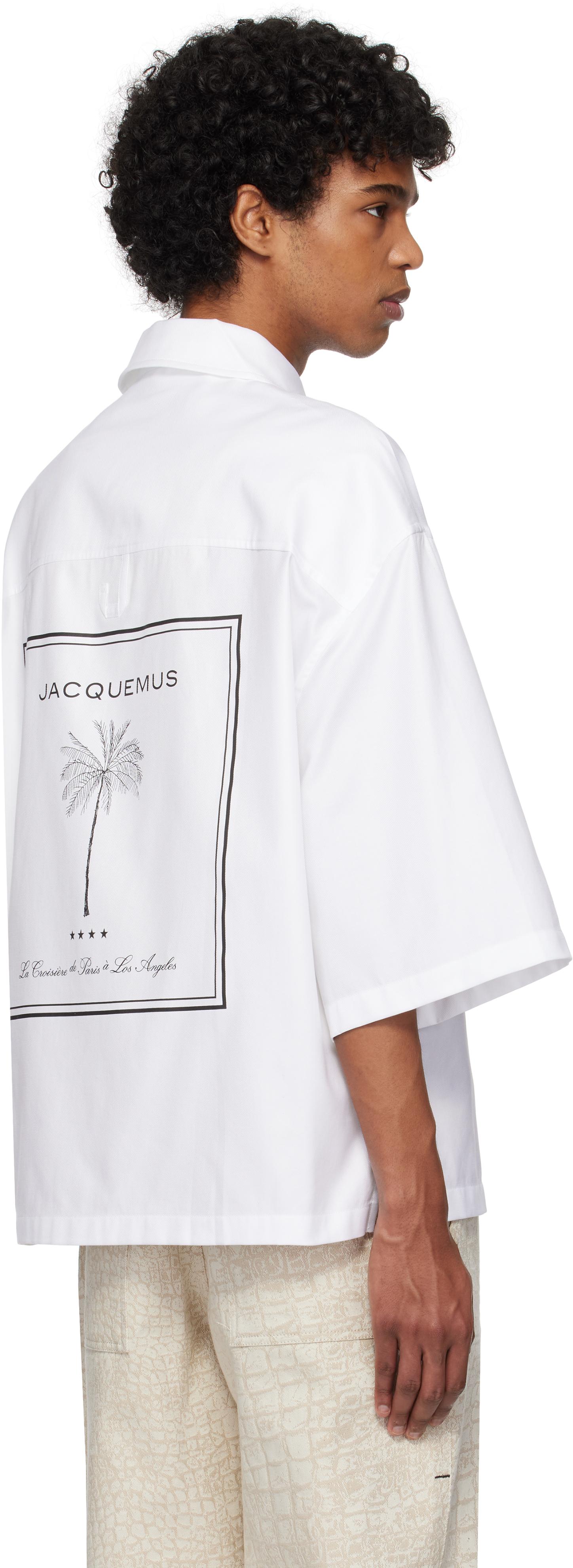 Jacquemus La Chemise Aloe Palm Tree, Long Sleeves, 100% Cotton in