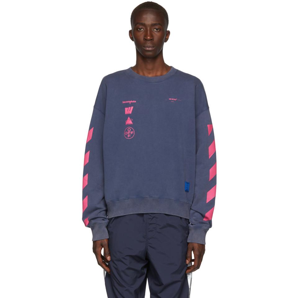 Off-White c/o Virgil Abloh Blue And Pink Oversized Diag Mariana De Silva  Sweatshirt for Men - Lyst