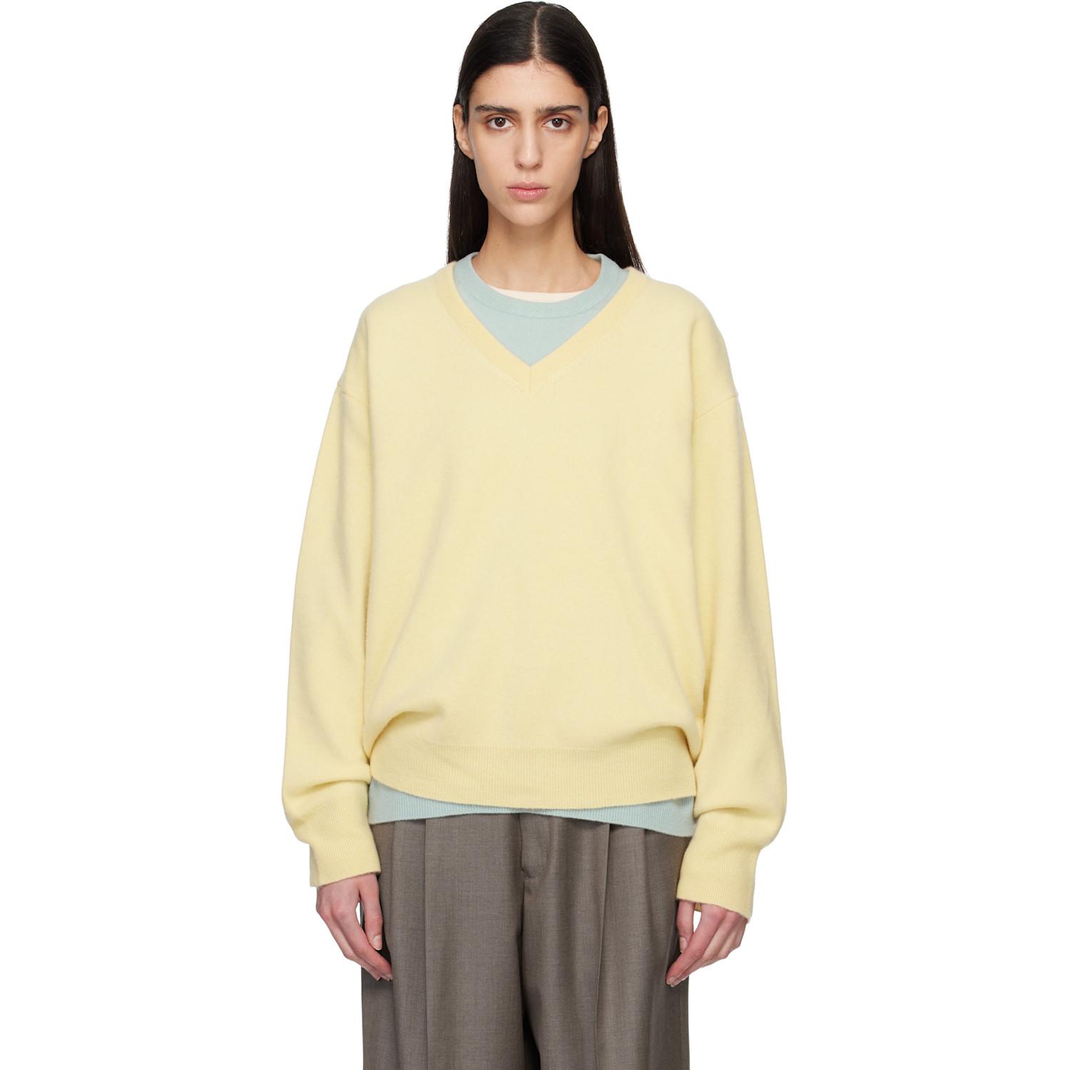 Ssstein Pure Cashmere Knit V Neck Ls Sweater in Natural | Lyst