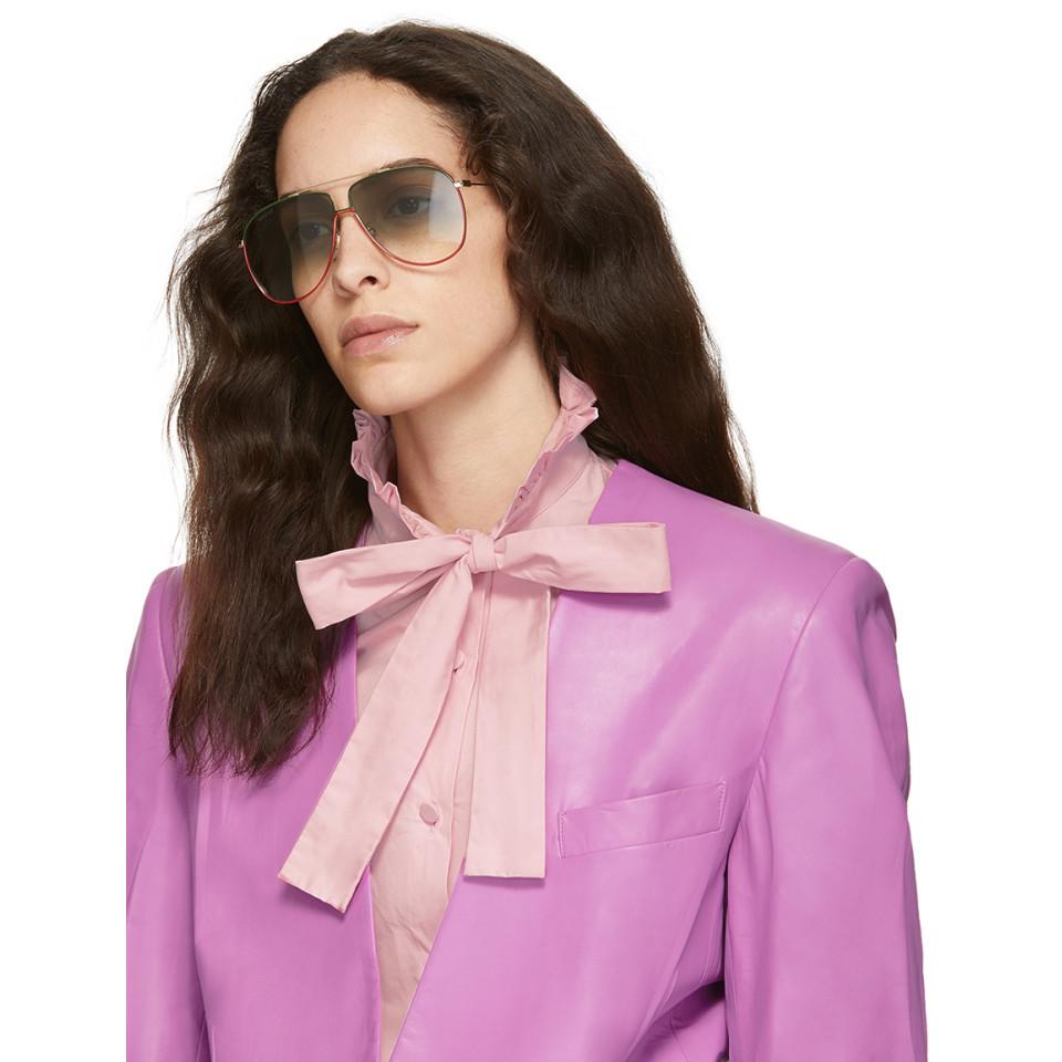Gucci Rubber GG0440S Aviator Sunglasses 