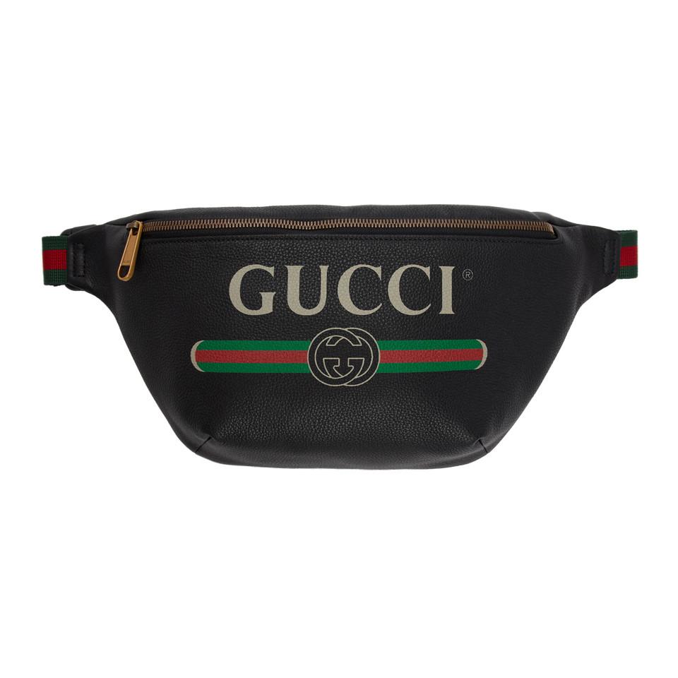 Gucci Leather Black Medium Logo Belt 