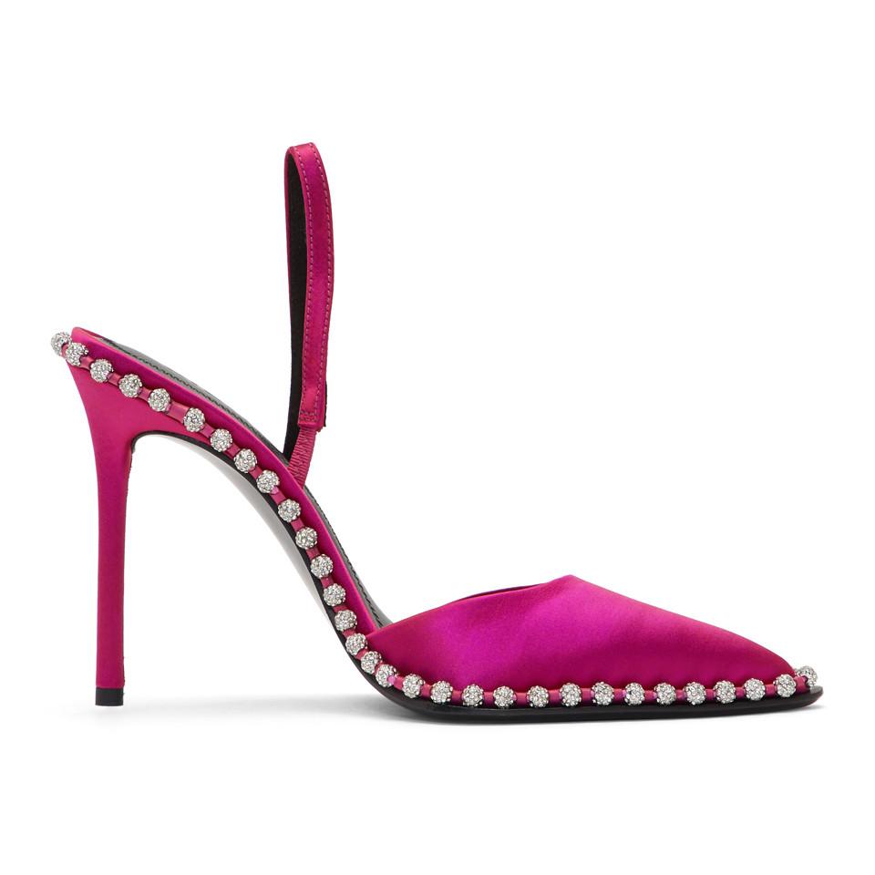 Alexander Wang Pink Satin Rina Crystal Heels - Lyst