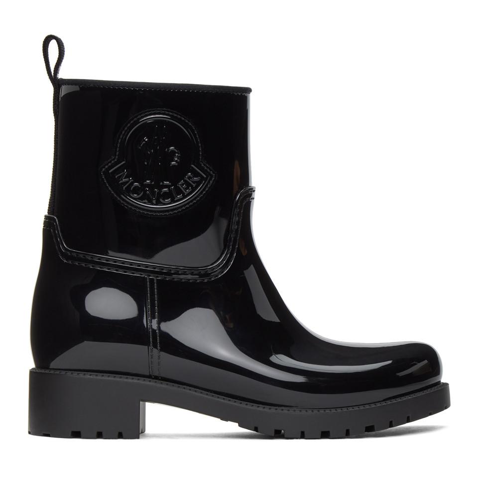 Moncler Black Ginette Rubber Boots - Lyst