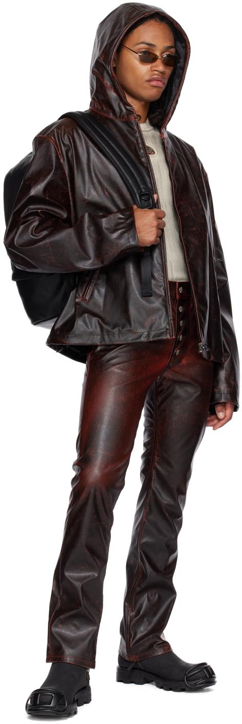 DIESEL Burgundy P-revol Faux-leather Trousers in Black for Men | Lyst