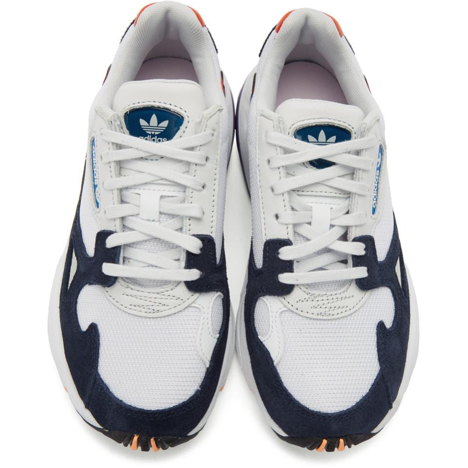 adidas originals white and navy falcon sneakers