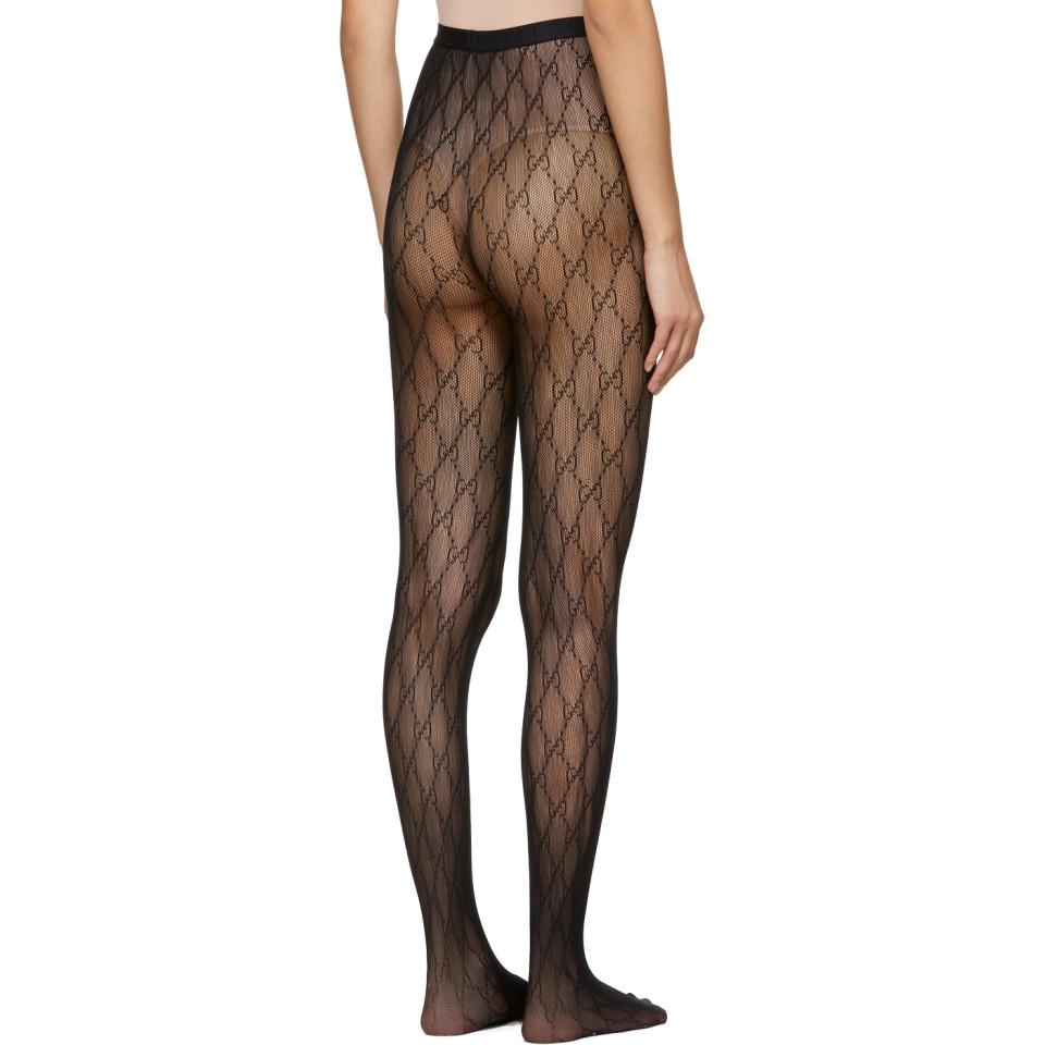 Gucci Synthetic GG Supreme Knit Tights in Black - Lyst