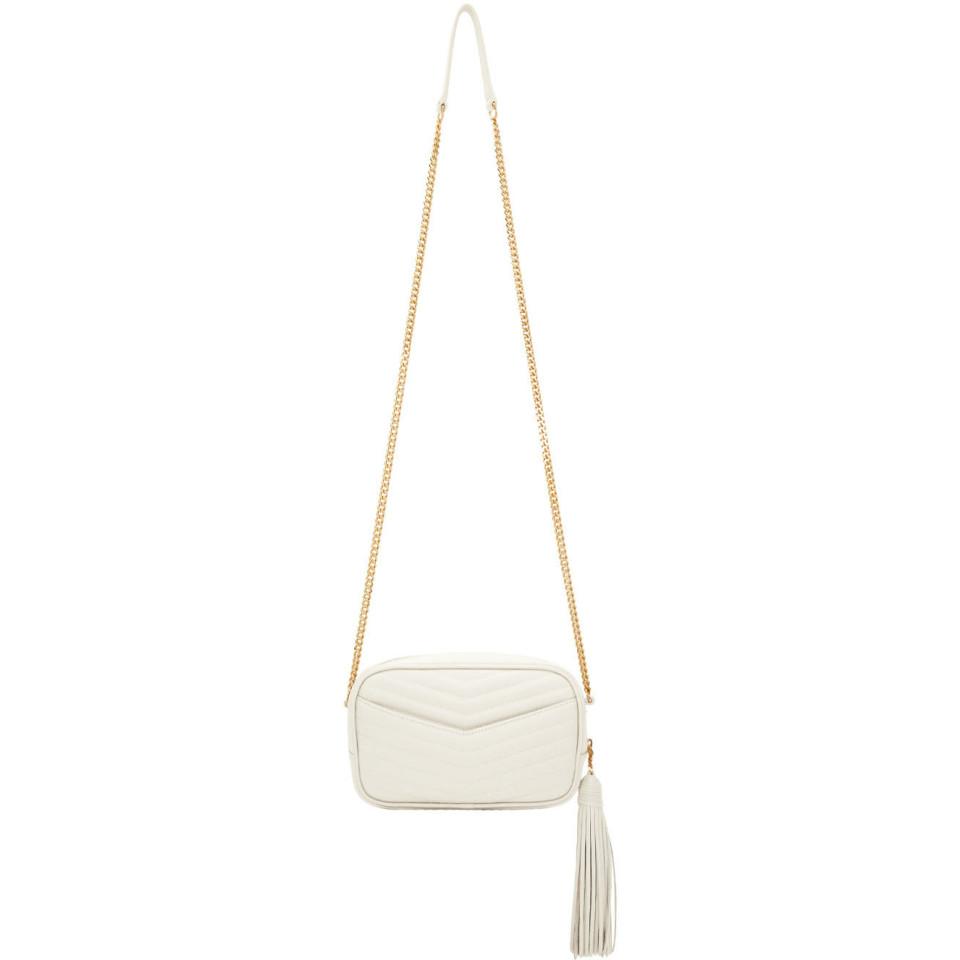 YVES SAINT LAURENT Mini Lou Matelasse Leather Camera Bag White