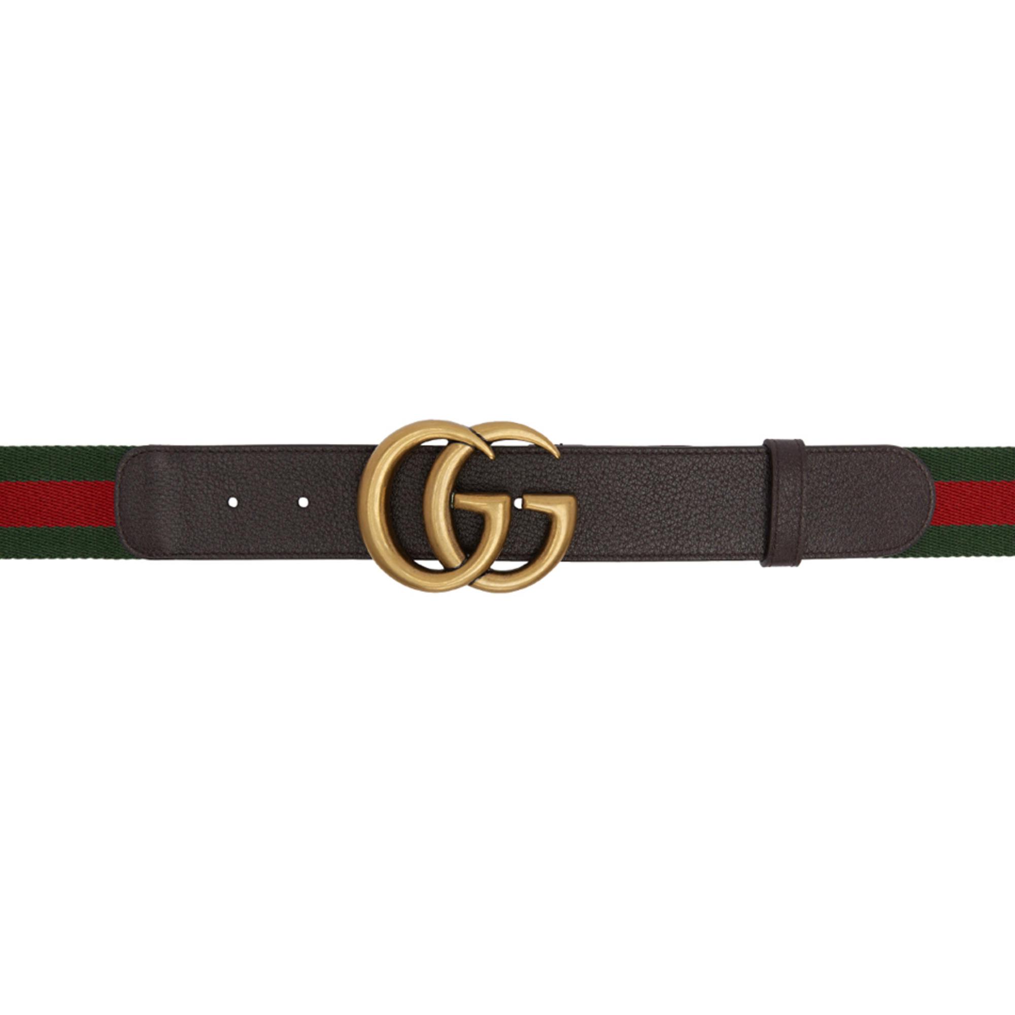 Gucci Leather Green & Red Web Gg Belt -
