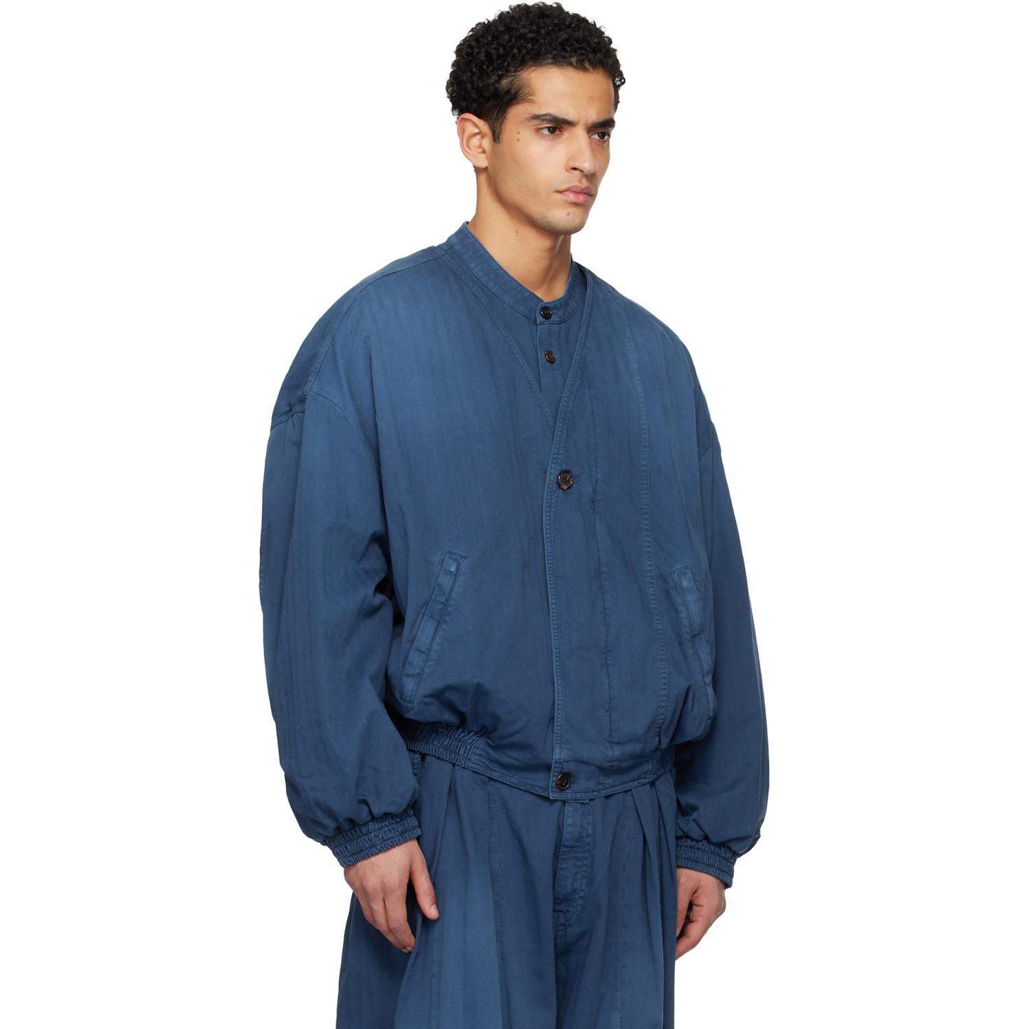Hed Mayner Herringbone Denim Bomber Jacket in Blue for Men | Lyst