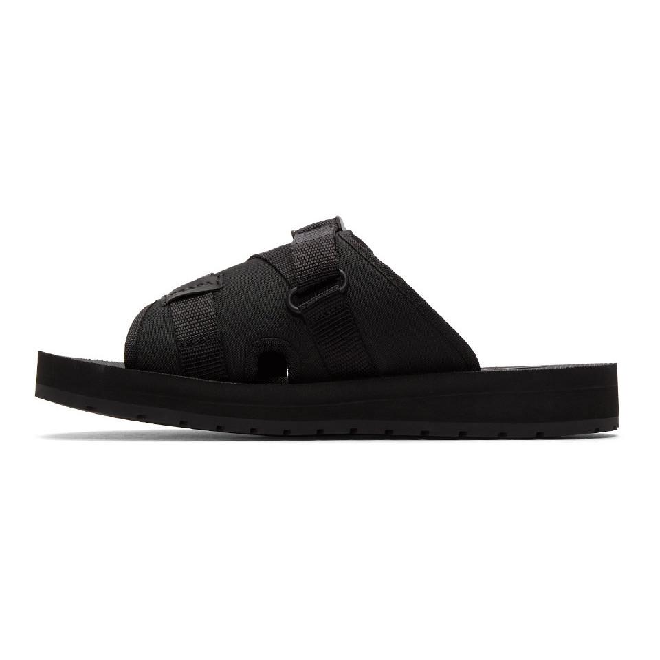 Prada Synthetic Black Nylon Tech Slides for Men - Lyst